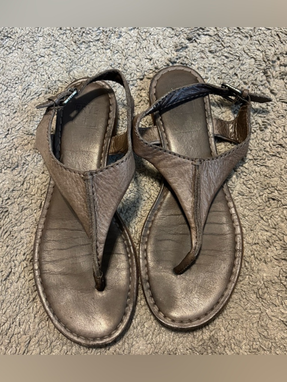 Frye Brown Leather Slingback Thong Sandals